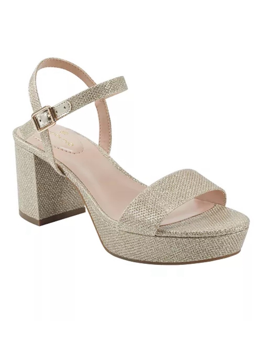 Bandolino Glittery Gold Platform Block Heel Sandal 6